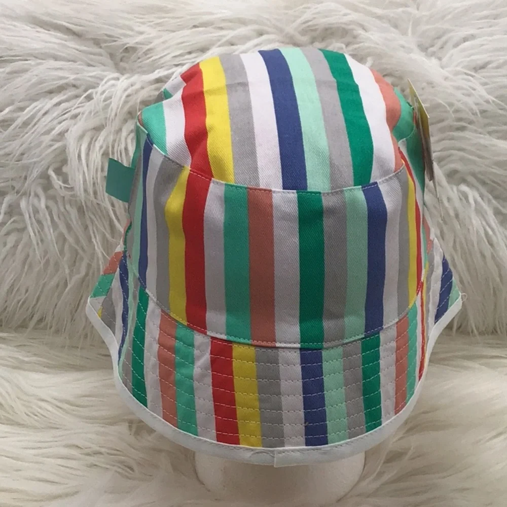 🟣🧢2/$12+Discount Ship! Stripe Multi-Color Sun Bucket Hat - Picture 3 of 5